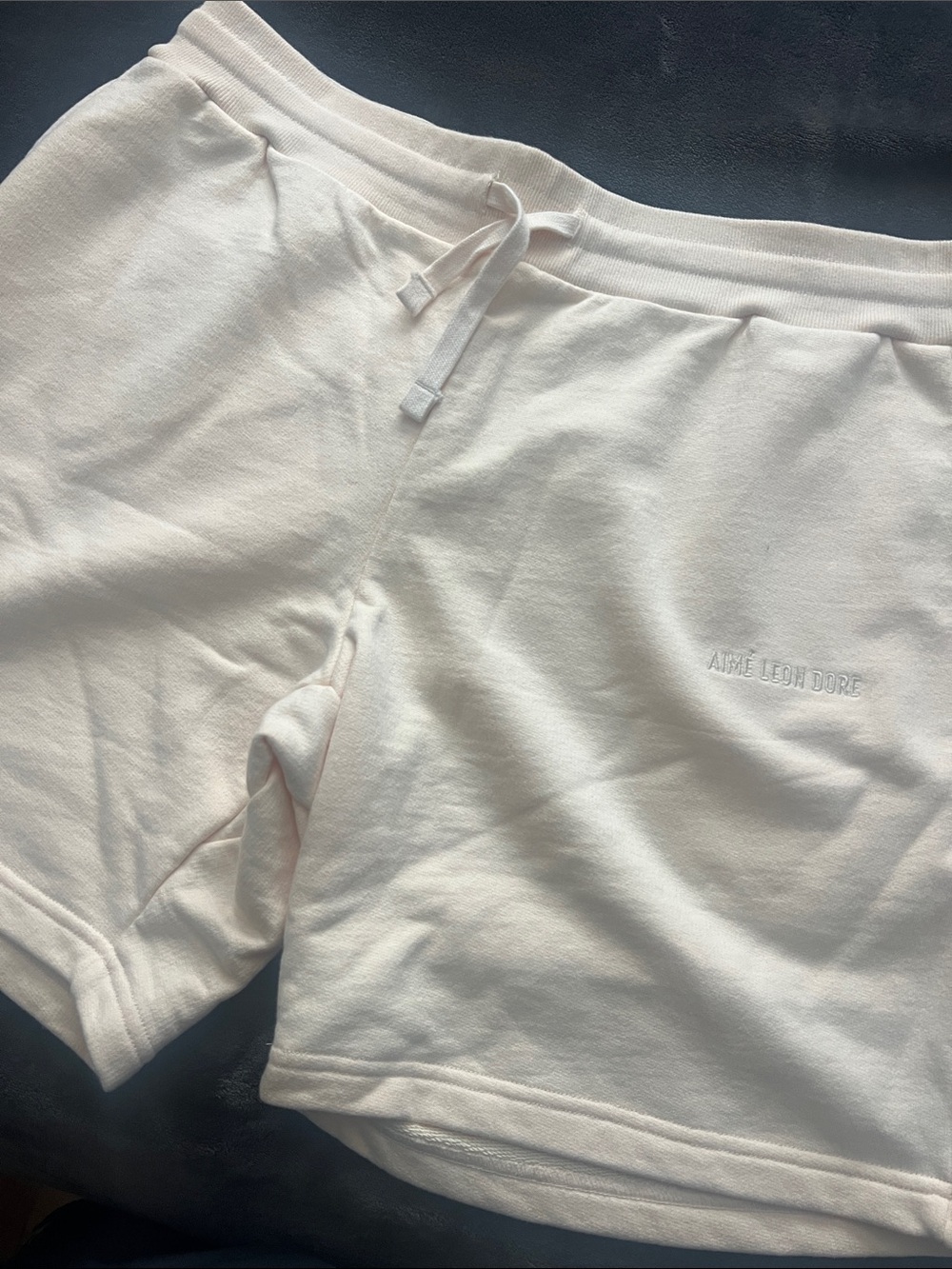 Aime Leon Dore Cream Terry Cotton Drawstring Shorts